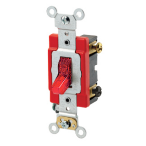 Leviton 20 Amp Toggle Pilot Light Double-Pole AC Quiet Switch -120V - Red - Image 1