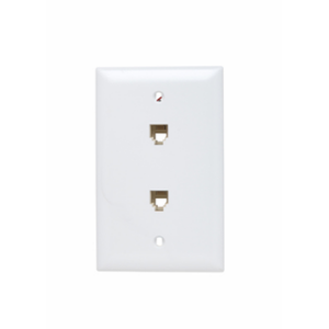 Single 2 Gang Telephone Jack RJ11 w/plate - White - Image 1