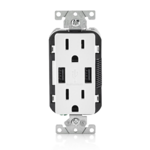 Leviton Decora 15 AMP Combination Duplex Receptacle w USB Charger - 125V - Image 1