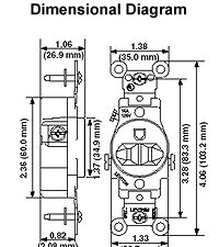 Leviton 15 AMP Narrow Body Single Receptacle - 250V - Image 2