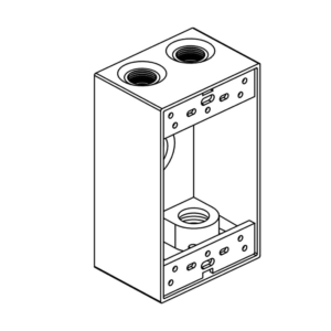 Electric Box, 2" Deep 5 Outlets w/3/4" Hole Size Weatherproof - 1-Gang - Grey - Image 1