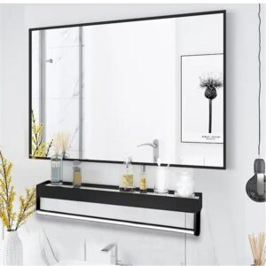 Glacier Rectangular Aluminum Framed Mirror in black- Size:70x90CM (27.6x35.4") - Image 2