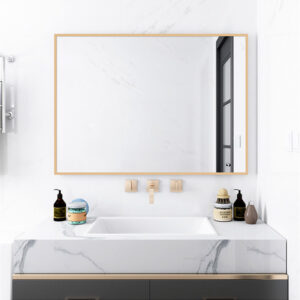 Glacier Rectangular Aluminum Framed Mirror in gold - Size:70x90CM (27.6x35.4") - Image 3