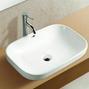 Glacier Rectangular Semi-Recessed Drop-In Sink - White - Image 1