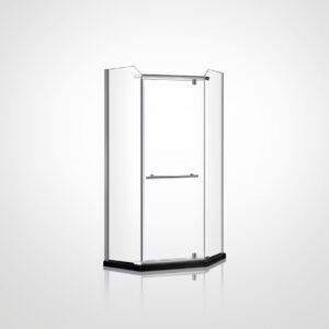 Glacier Diamond Shaped Shower Enclosure with Swinging Door in Frosted Glass (35″x35″x78″) - Image 1