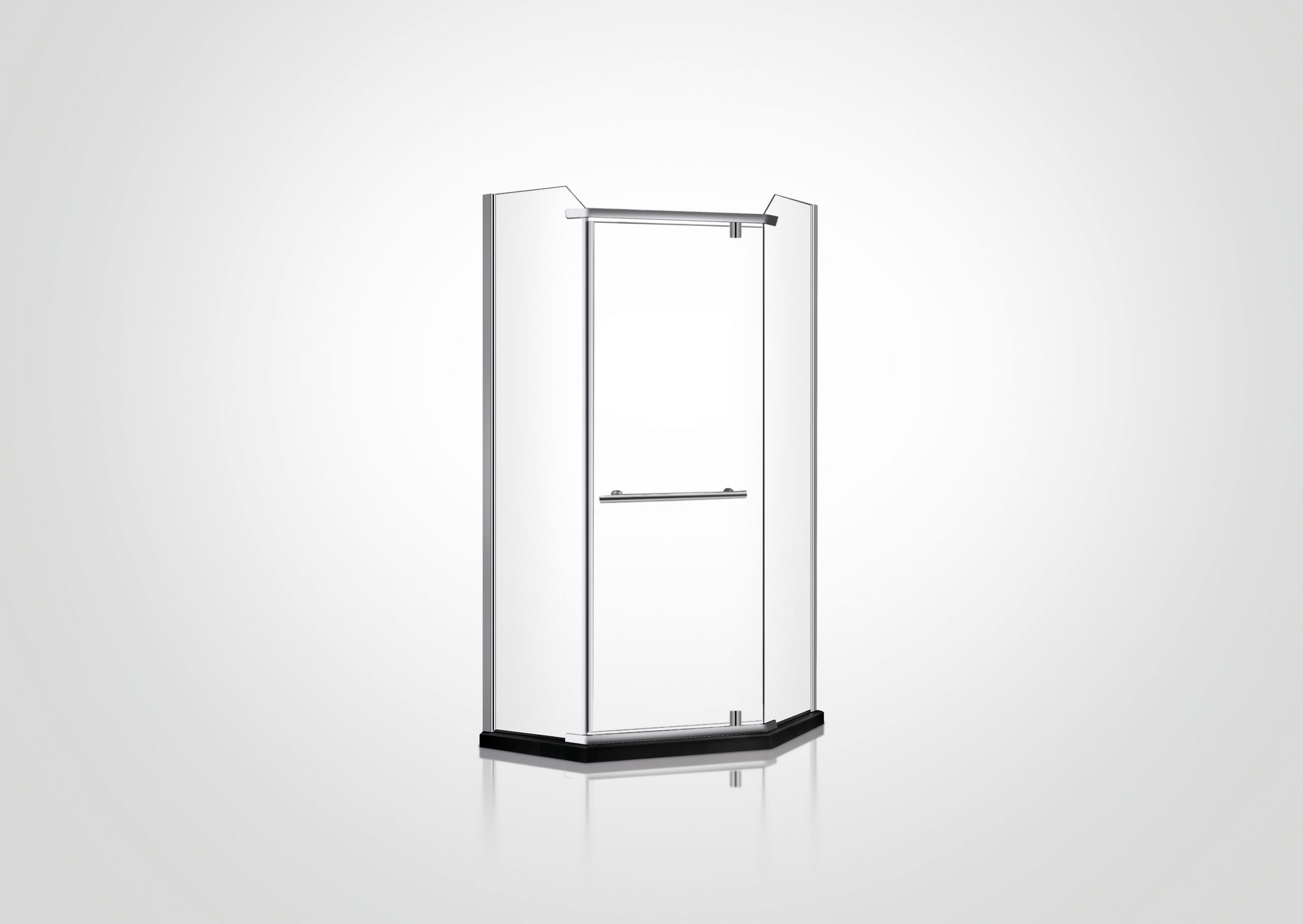 Glacier Diamond Shaped Shower Enclosure with Swinging Door in Clear