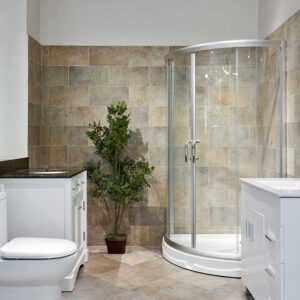 Glacier 6' 6" Corner Tempered Glass Shower Enclosure with Sliding Doors - Frosted Glass (35"x35"x78") - Image 1