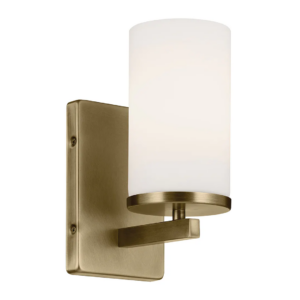 Kichler Crosby 1 Light Wall Sconce – Natural Brass - Image 1