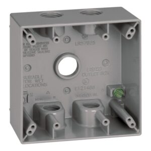 2 Gang Weatherproof Duplex Receptacle Horizontal Box w 5 Holes - Image 1