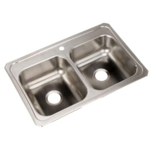 Glacier Double Drop-in Stainless Steel Kitchen Sink 33" x 22" x 8" - Image 1