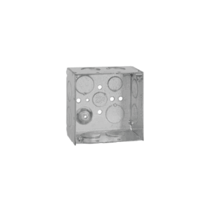Galvanized Steel 4x4 Square Box with 1/2-Inch and 3/4-Inch Knockouts - 2 1/8" deep - Image 1