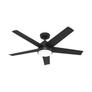 Hunter Skyflow 52" Matte Black with Light - Wet Rated - Image 1