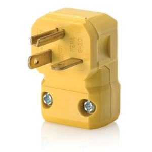 Leviton 20 Amp 250V Plug, Straight Blade, Industrial Grade, Python Angle - Image 1