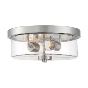 Satco Sommerset 2-Light 12" Flush Mount Lighting Fixture - Brushed Nickel with Clear Glass - Image 2