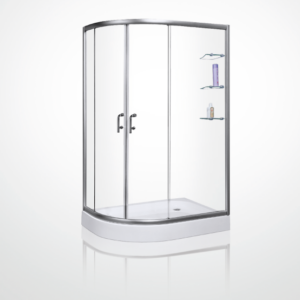 Glacier 6' 6" Curved Corner 8mm Tempered Glass Shower Enclosure with Sliding Doors in Frosted Glass- Right Hand Configuration - Image 1