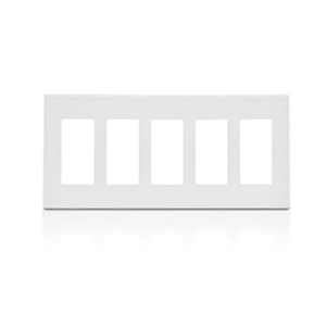 Leviton 5-Gang Decora Plus Screwless Snap-On Wallplate - White - Image 1