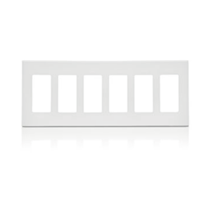 Leviton 6-Gang Decora Plus Screwless Snap-On Wallplate - White - Image 1