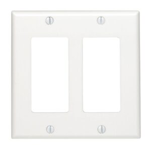 Leviton Decora 2 Gang Wall Plate - White - Image 1