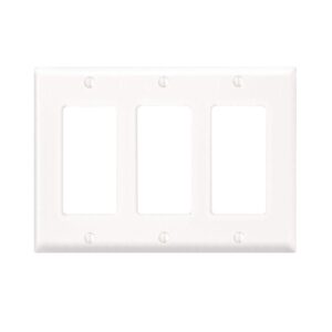 Leviton Decora 3 Gang Wall Plate - White - Image 1