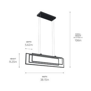 Kichler 38" Jestin 3-Light Linear Integrated Led Chandelier - Matte Black - Image 4