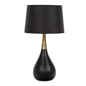 Craftmade Table Lamp - Black/Antique Brass Base with Black Fabric Hardback Shade (BL23BK) - Image 1
