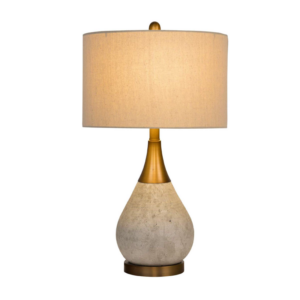 Craftmade Table Lamp - Natural Concrete/Antique Brass Base with Cream Linen Hardback Shade (BL36LTX) - Image 2