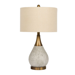 Craftmade Table Lamp - Natural Concrete/Antique Brass Base with Cream Linen Hardback Shade (BL36LTX) - Image 1