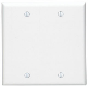 Leviton 2 Gang Blank Wallpate- White - Image 1