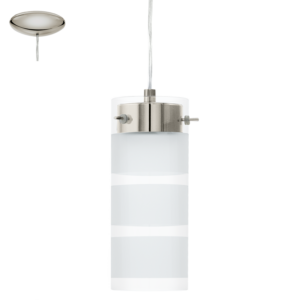 Eglo Olvero Pendant in Satin Nickel with Satinated Glass Shade - Image 1