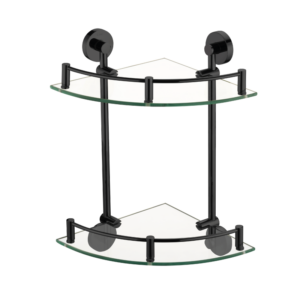 CAE Double Corner Glass Shelf 9510 Series - Matte Black - Image 1