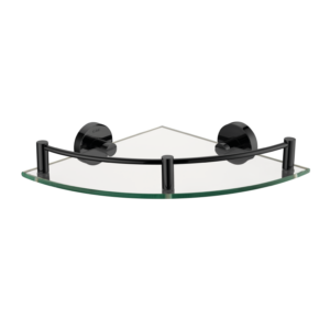 CAE Corner Glass Shelf 9510 Series - Matte Black  (Size: 10" x 10" x 2.4") - Image 1