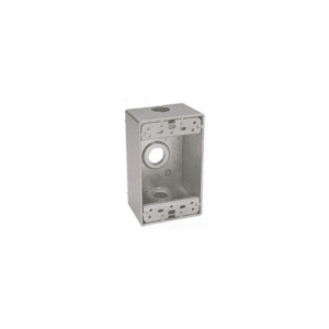 Electric Box , Duplex Receptacle Horizontal Zinc Weatherproof - 3 - 1/2" Holes 1-Gang - Gray - Image 1