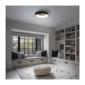 WAC Ringwall Flushmount 19in 4CCT - Black & Chrome Finish - Image 3