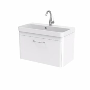 Saneux HYDE 70cm 1 Drawer Wall Mounted Unit – Matte White - Image 1