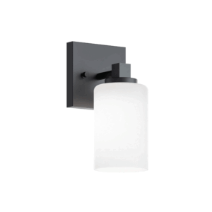 AFX Leo 5" Vanity Light - Matte Black/White Shade - Image 1