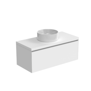 Glacier Prima Single Drawer Cabinet Unit in White Finish with Grey Accent - Image 1