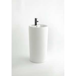 Glacier Round Pedestal Sink in Glossy White - 460*460*860mm - 18.11*18.11*33.85 Inches - Image 1