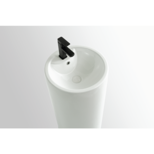 Glacier Round Pedestal Sink in Glossy White - 460*460*860mm - 18.11*18.11*33.85 Inches - Image 2