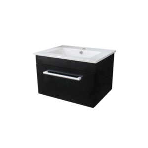 Glacier PL-M7003-60 Wall Hung Sink & PVC Cabinet Unit - Black - Image 1