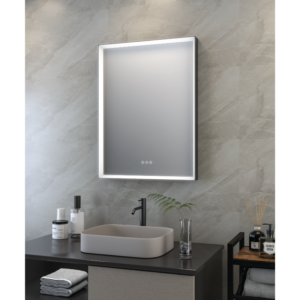 Glacier 24"x32"x2.1" Backlit LED Mirror - Matte Black Aluminum Frame - Image 1