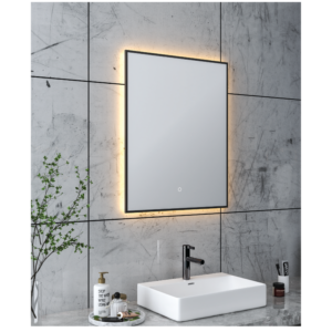 Glacier 24" x 30" x 1.25" Back Lighted LED Mirror- Matte Black Aluminum Frame - Image 1