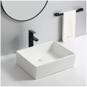 Glacier Rectangular Vessel Sink - Glossy White - 500*395*140mm - Image 1
