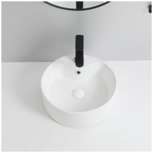 Glacier Round Vessel Sink - Glossy White - 400*400*150mm - Image 2