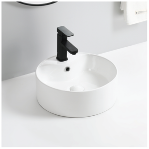 Glacier Round Vessel Sink - Glossy White - 400*400*150mm - Image 1