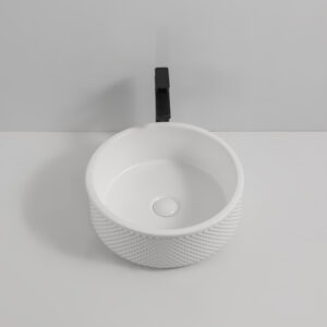 Glacier Round Ceramic Vessel Sink - Matte White - Image 3