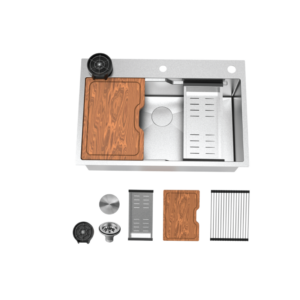 Glacier Rectangular Single Bowl Top-Mount Stainless Steel Workstation Sink - 33"L*20"W*10"D - Image 2