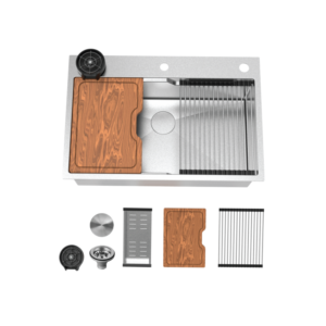 Glacier Rectangular Single Bowl Top-Mount Stainless Steel Workstation Sink - 33"L*20"W*10"D - Image 1