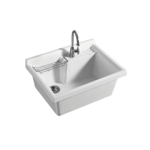 Glacier Rectangular Laundry Sink - Glossy White - Image 1