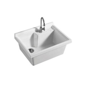 Glacier Rectangular Laundry Sink - Glossy White - Image 1