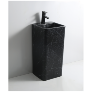 Glacier Pedestal Sink in Matt Marble Finish - 405*400*830mm - 15.94*15.75*32.67 Inches - Image 1